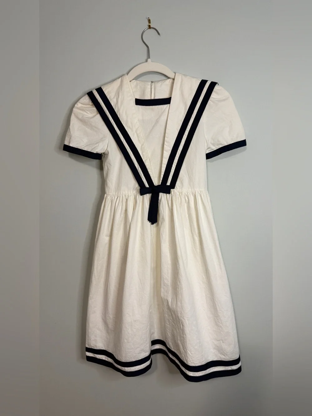 David Charles London Girls Sailor Dress Ivory Cream Navy Striped Nautical Sz 10